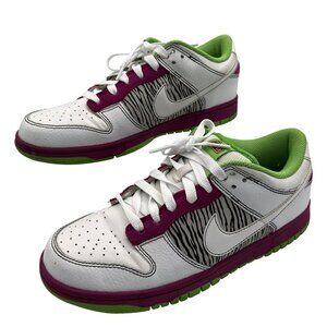 Nike Dunk Low Pro SB Womens 9 RARE Zebra White Burgundy Green Sneakers Skater